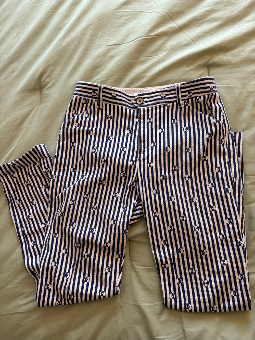 Anthropologie Striped Navy and White Slim Pants